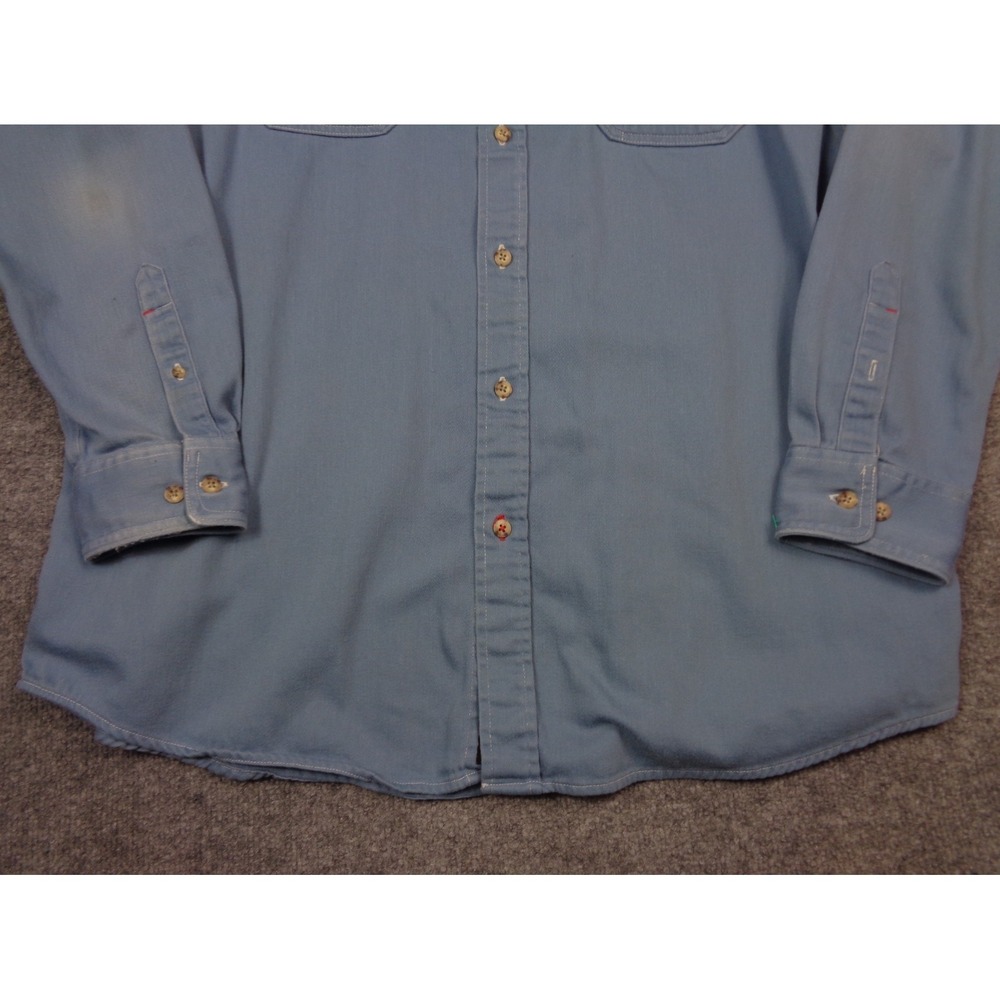 Ariat FR Shirt Mens XL Blue Workwear Long Sleeve Button Work Flame Resistant - Picture 3 of 11